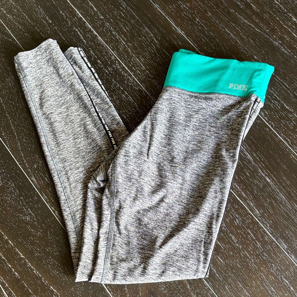 PINK Victoria's Secret Gray and Teal Leggings